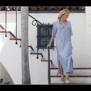 Olivia Joffrey Segovia Cabana Dress in Sky blue with navy pinstripe. Size small.